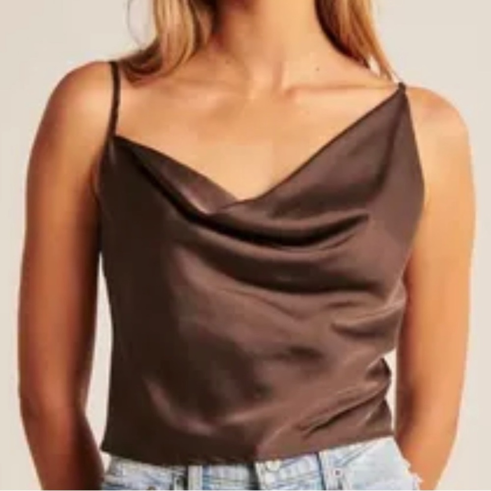Abercrombie Satin Asymmetrical Cowlneck Cami - Picture 2 of 3